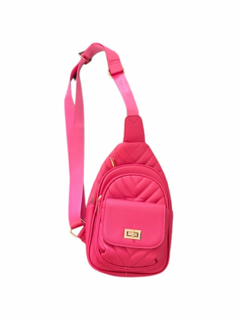 Hot Pink Quilted Sling Bag - Stylish Crossbody for Women